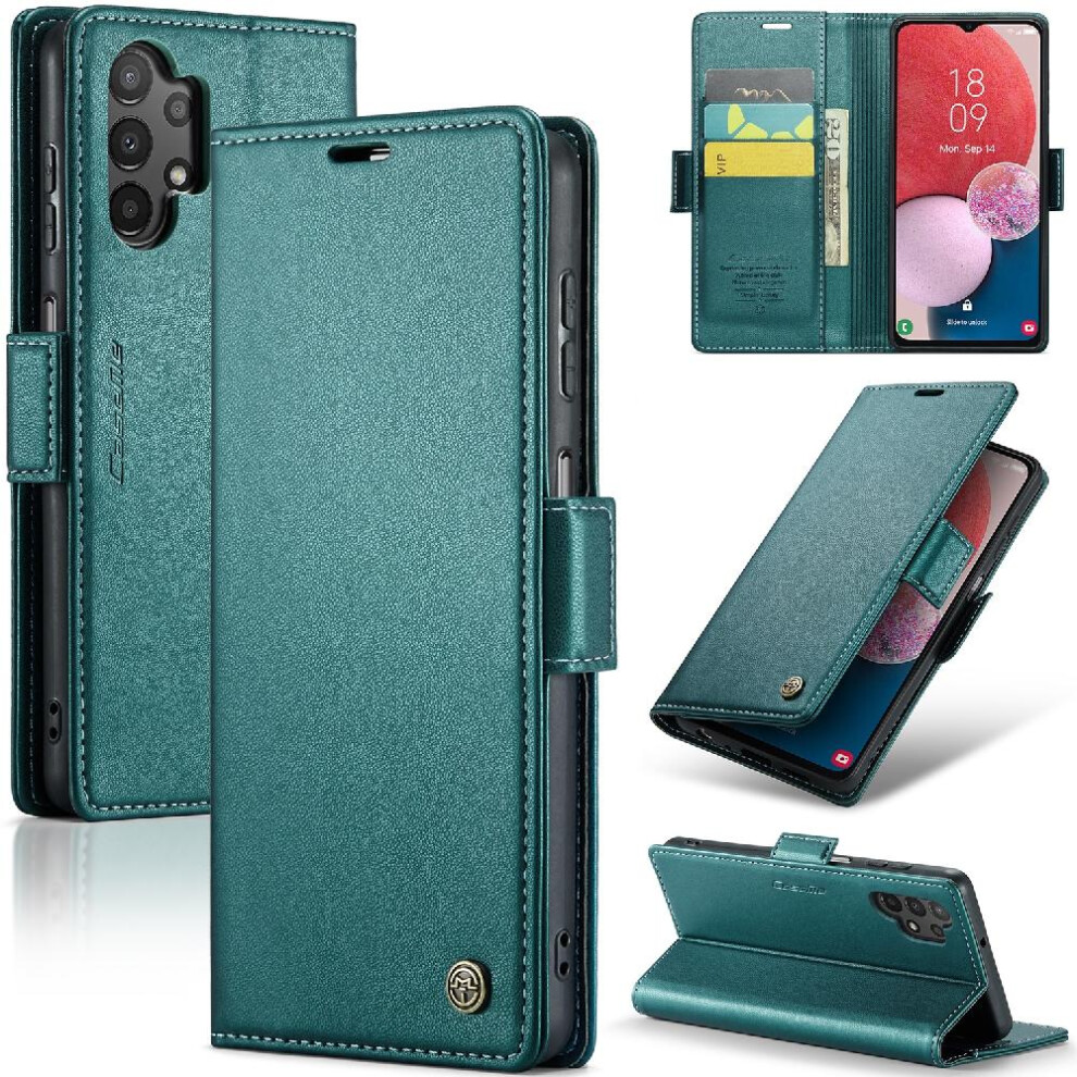 (Blue) Caseme Case For Samsung Galaxy M13 5G Anti Fraud Card Slot Kickstand Wallet Case Shockproof Case Blue 764762653934