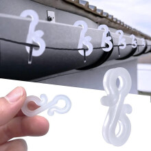 100 Pack Mini Gutter Hooks For Outdoor Lights, S - Shaped Gutter Clips Ideal For Chirstmas Lights, Cluster Lights, Icicle Lights