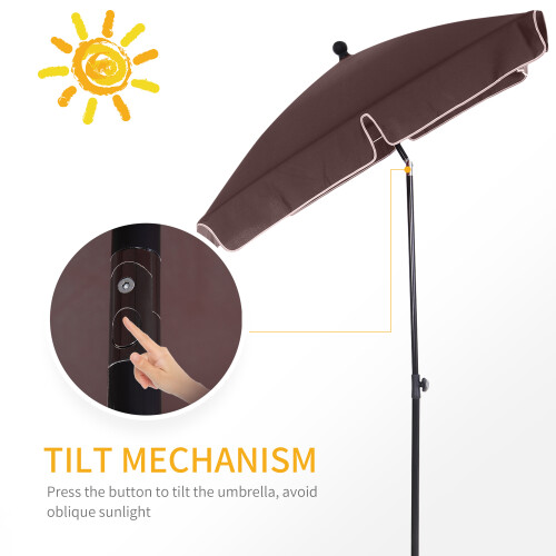 Outsunny Outsunny Aluminium Sun Umbrella Parasol Patio Rectangular 2M x 1.3M Brown 2