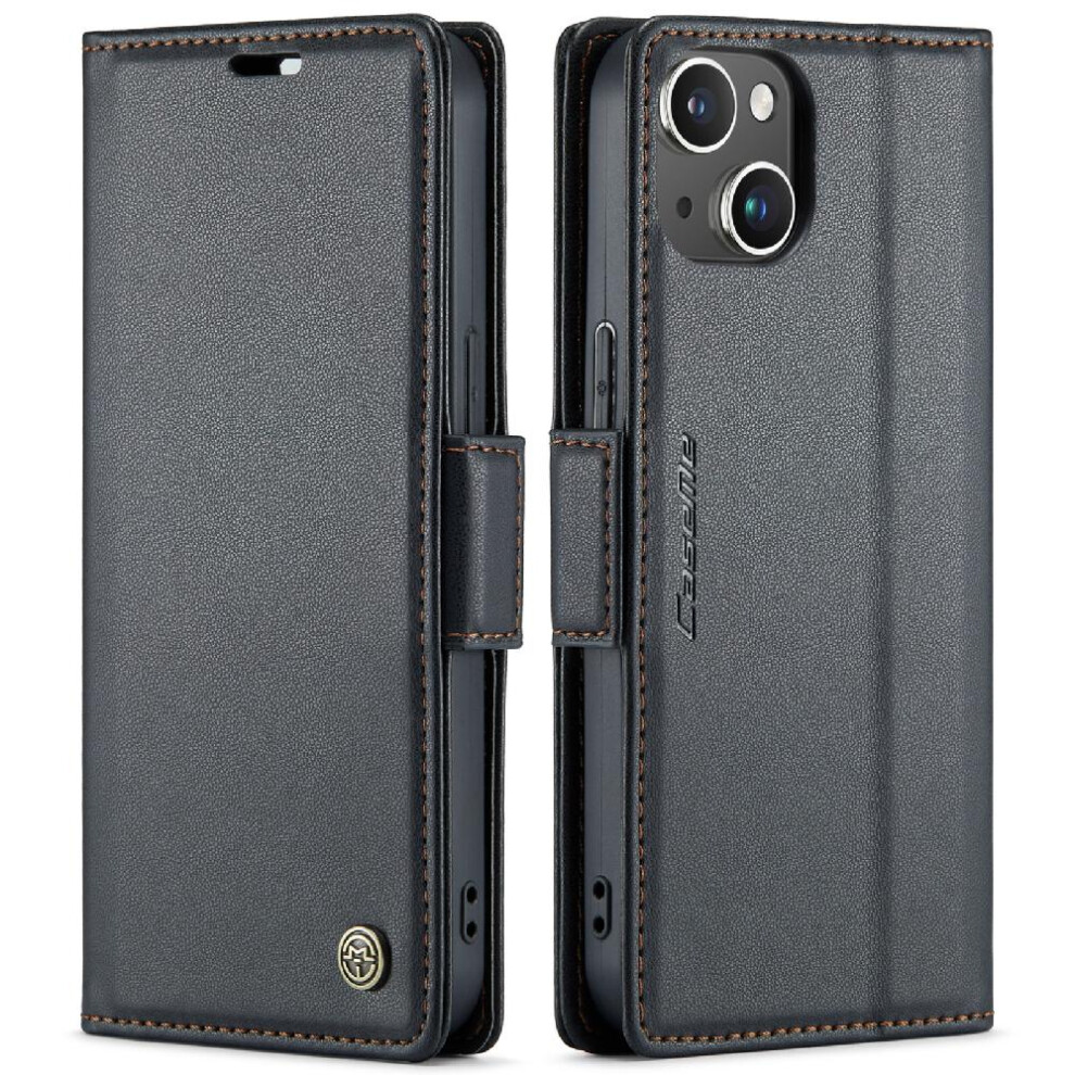 (Black) Caseme Case For Iphone 15 Card Slot Kickstand Wallet Case Shockproof Case Anti Fraud Black 764762654559