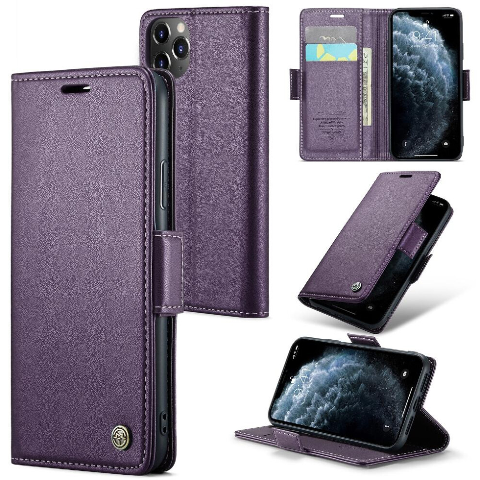 (Purple) Caseme Case For Iphone 11 Pro Card Slot Shockproof Case Kickstand Wallet Case Anti Fraud Purple 764762654993