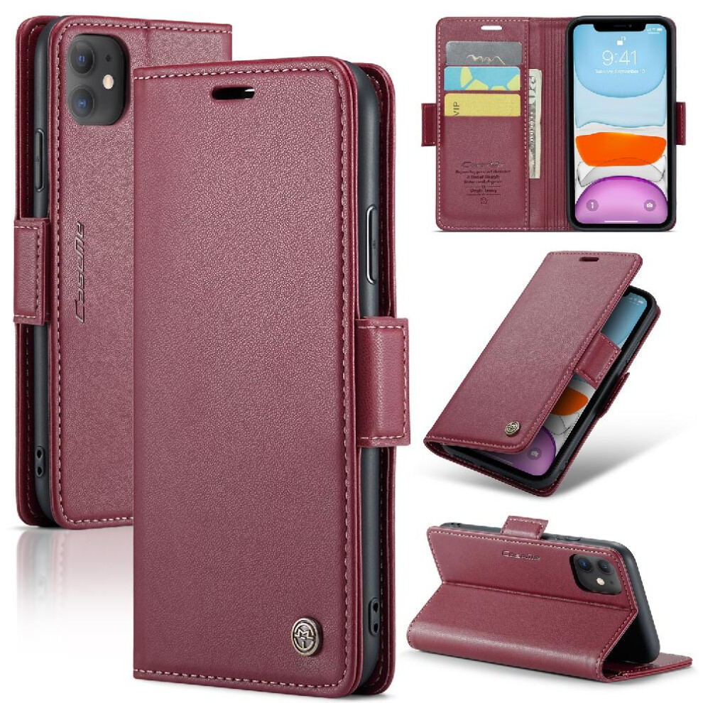 (Red) Caseme Case For Iphone 11 Shockproof Case Wallet Case Kickstand Card Slot Anti Fraud Red 764762655044