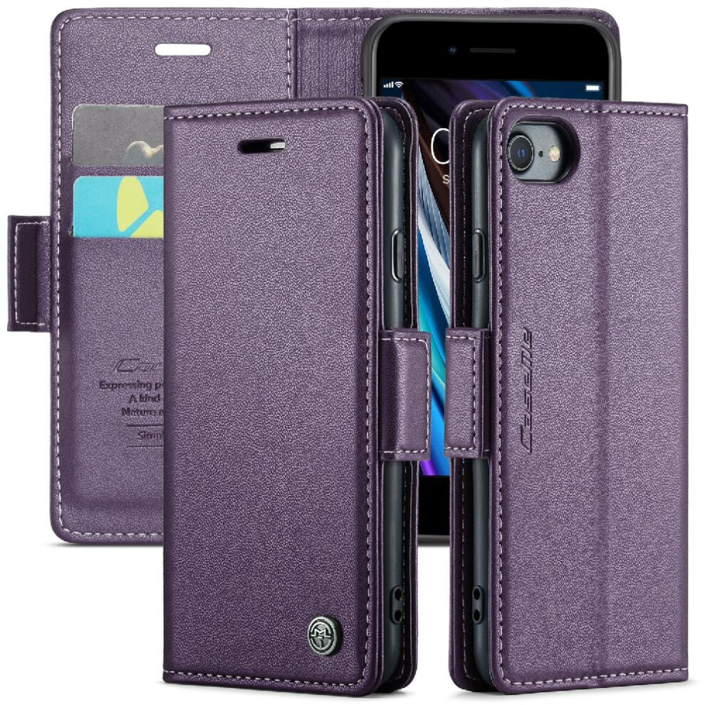 (Purple) Caseme Case For Iphone Se3/Se2 Card Slot Wallet Case Anti Fraud Shockproof Case Kickstand Purple 764762655235