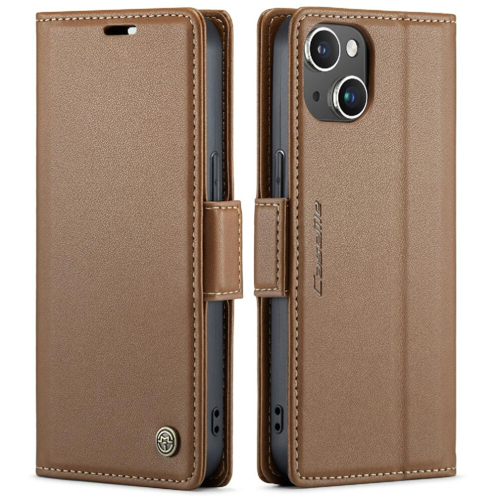 (Brown) Caseme Case For Iphone 14 Anti Fraud Kickstand Wallet Case Card Slot Shockproof Case Brown 764762655563
