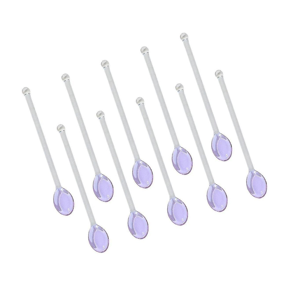 (Purple) 10X Glass Teaspoons Dishwasher Safe Stirring Spoon For Stirring Coffee Purple