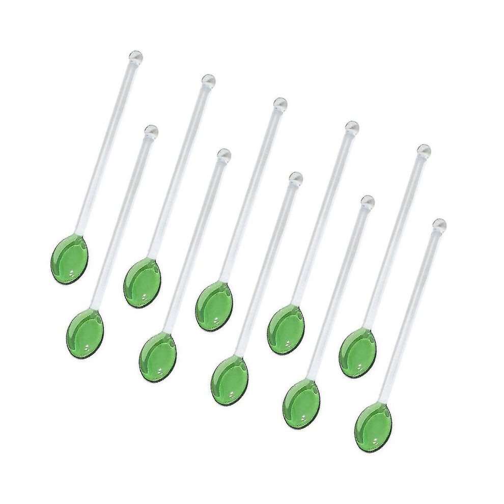 ( Green) 10X Glass Teaspoons Dishwasher Safe Stirring Spoon For Stirring Coffee Light/Green