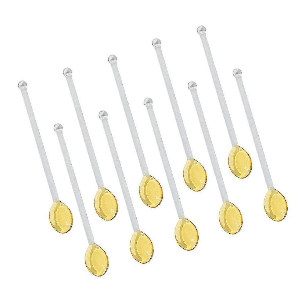 (Yellow) 10X Glass Teaspoons Dishwasher Safe Stirring Spoon For Stirring Coffee Yellow