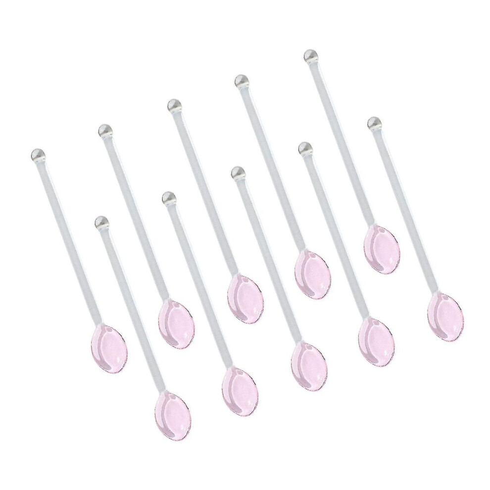 (Pink) 10X Glass Teaspoons Dishwasher Safe Stirring Spoon For Stirring Coffee Pink