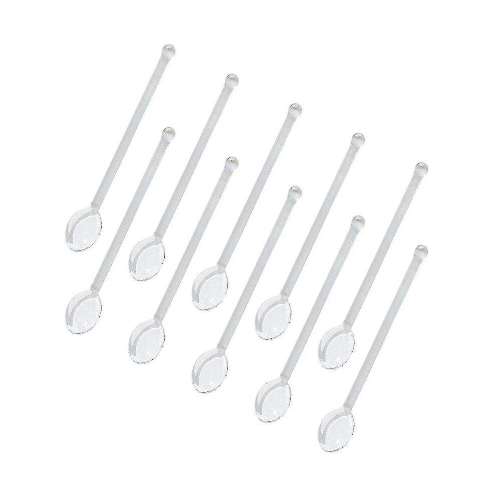 (Clear) 10x Glass Teaspoons Dishwasher Safe Stirring Spoon For Stirring Coffee