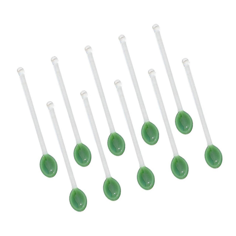 (Dark Green) 10x Glass Teaspoons Dishwasher Safe Stirring Spoon For Stirring Coffee