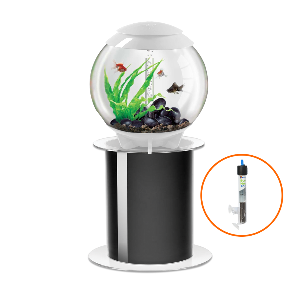 biOrb Halo 60L Aquarium in White with MCR LED Lighting with Stand and Heater Pack