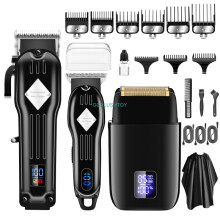 (Noir) Tondeuse électrique sans fil à lame en T pour hommes – kit de soins pour barbe rechargeable – ensemble de tondeuses à offrir