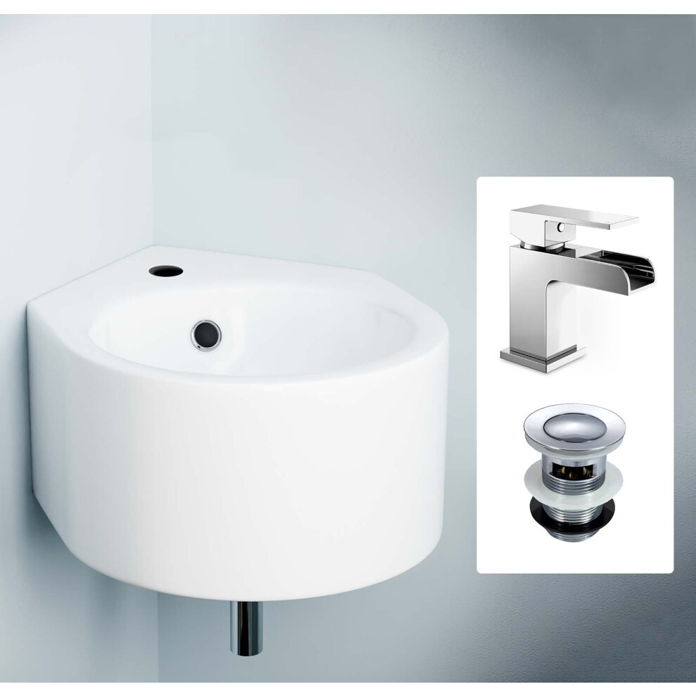 Palmer 310mm Wall Hung Basin with Waterfall Mono Tap & Waste