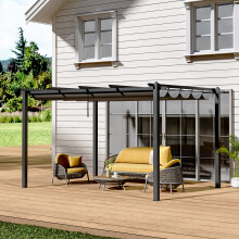 4 x 3m Aluminium Pergola Gazebo with Retractable Canopy Garden Sun Shade Shelter