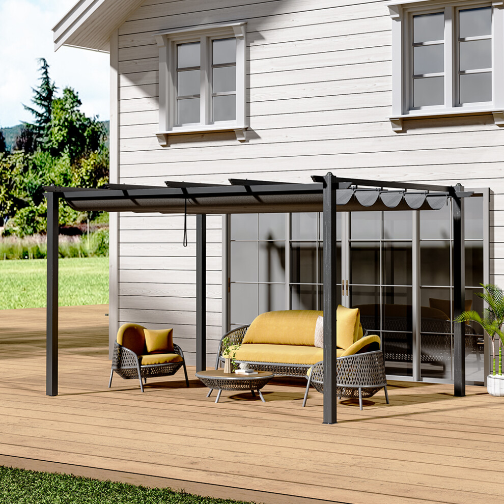 4 x 3m Aluminium Pergola Gazebo with Retractable Canopy Garden Sun Shade Shelter