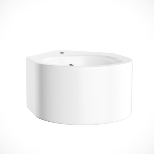 NES Home Libra Corner Wall Hung Basin Sink with Mono Waterfall Tap and Waste 2