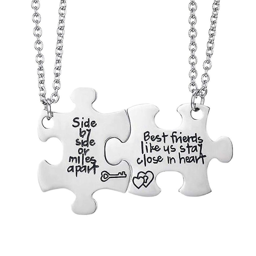 Best Friends Side By Side Or Miles Apart Necklaces Set Heart Gifts For Teen Girls Bff Friendship Ne Silver