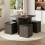 Living And Home Dining Table and Chairs Set Grey Wooden Table and 4 Storage Stools Dining Set 1