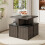 Living And Home Dining Table and Chairs Set Grey Wooden Table and 4 Storage Stools Dining Set 6