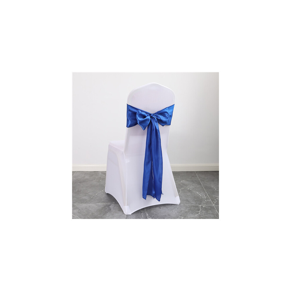 (50 Pcs, Sapphire blue) Satin Chair Cover Sashes Bows for Wedding