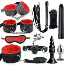 Red Plush Webbing 11-piece Sm Fun Binding Set Couple Adult Toy Set