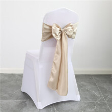 (50 Pcs, Deep Champagne) Satin Chair Cover Sashes Bows for Wedding