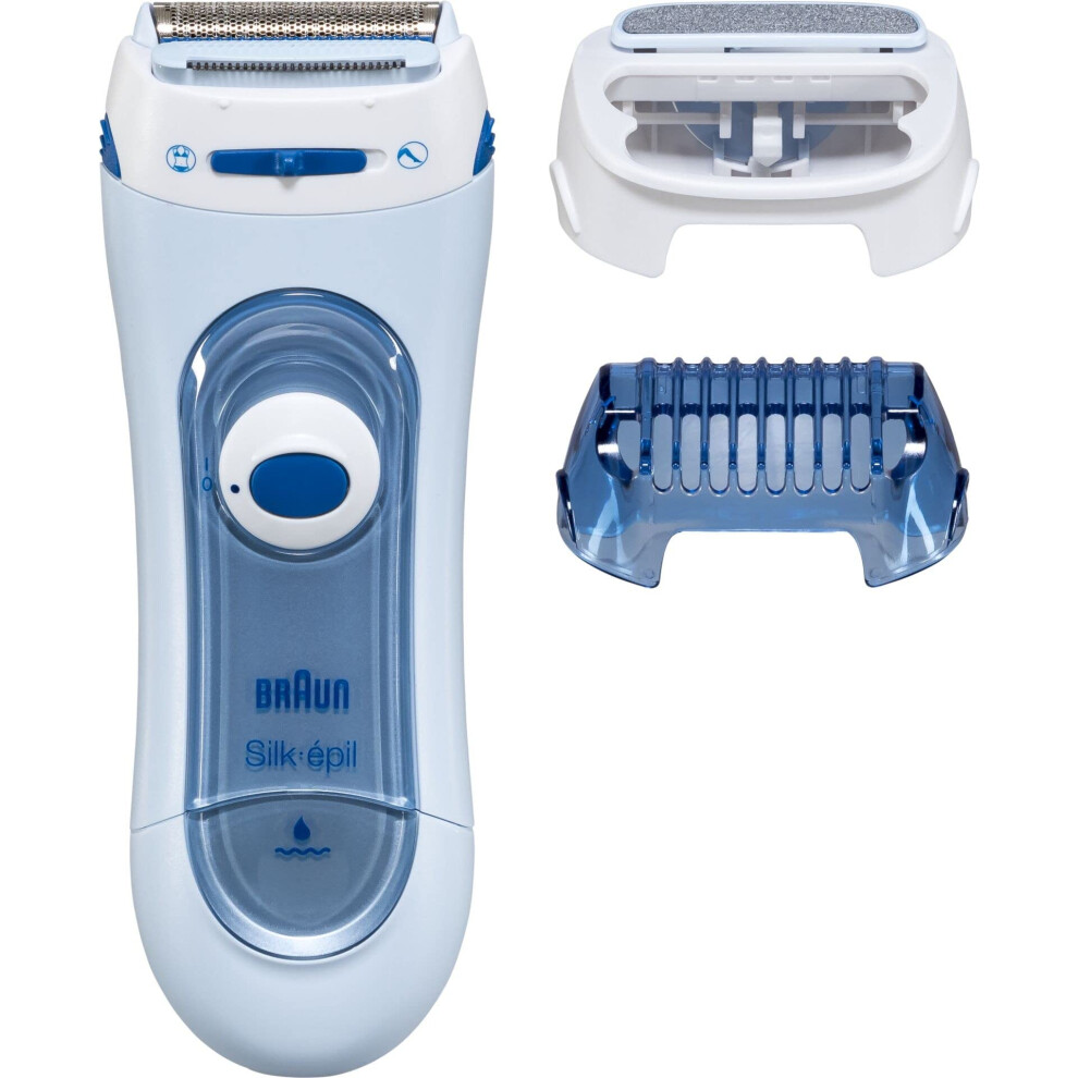 Silk-Ã©pil 5 Lady Shaver, 3-in-1 Electric Shaver, Trimmer and Exfoliation System, Wet & Dry, 5-160, Blue