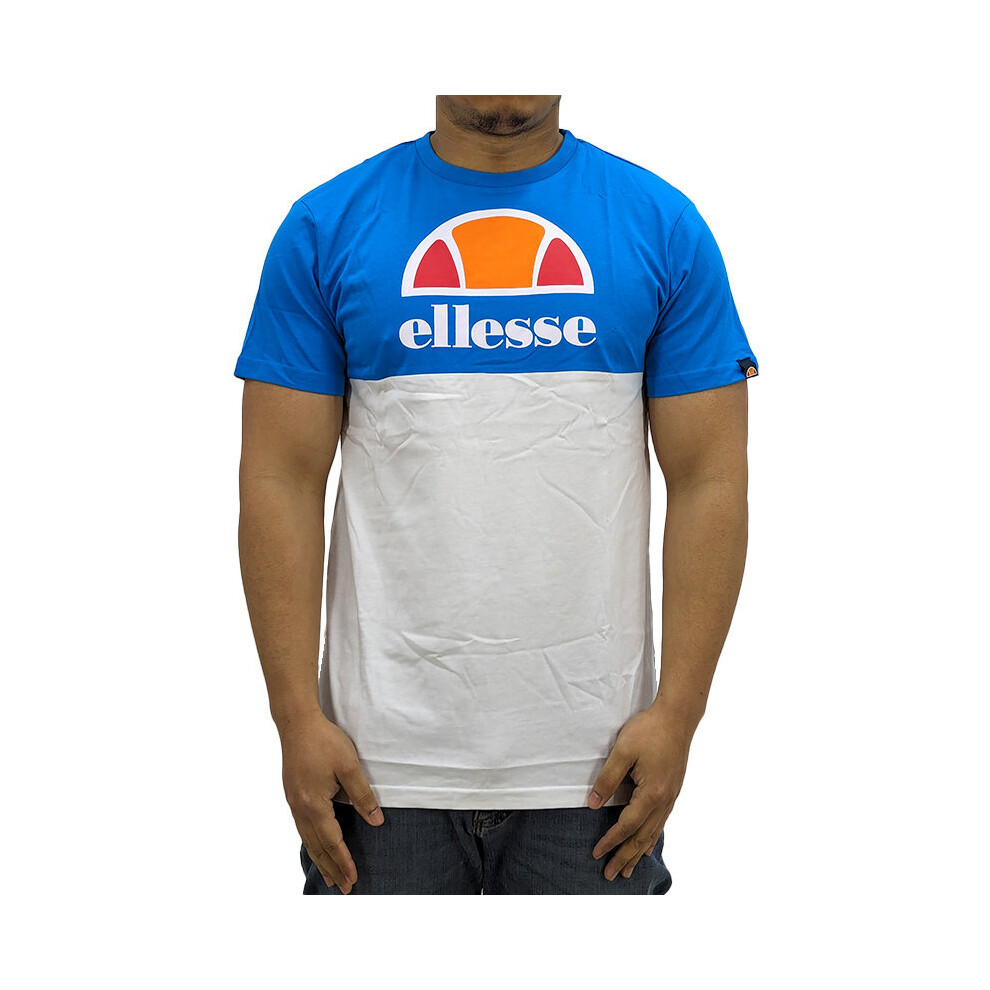 (White and Blue, S) Ellesse Arbatax Men's T Shirts Casual Cotton Tee