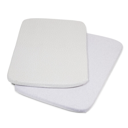 CoZee Crib Fitted Sheets (2 Pack) - Grey/Cloud 100% Cotton Sheets - For CoZee Bedside Crib 1