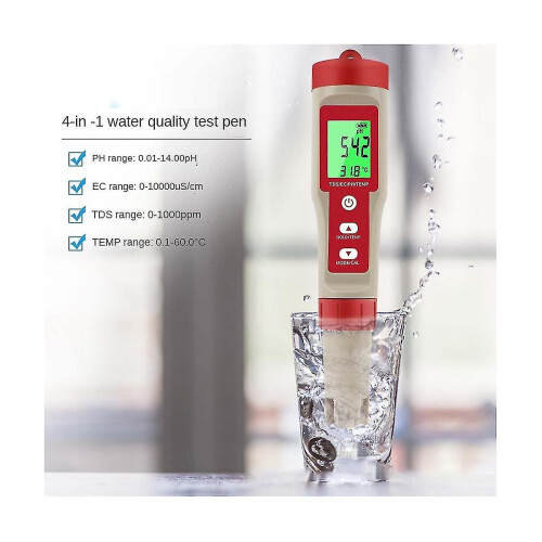 4-in-1 Digital Ph Meter With Ph/tds/ec/temp Function For Hydroponics,for Nutrients Growing, Indoor