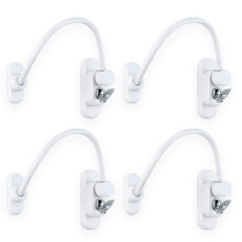 XFORT 4 Pack White Lockable Window Restrictor with Key, 20cm Cable Length Restricts Windows to 100mm Opening to