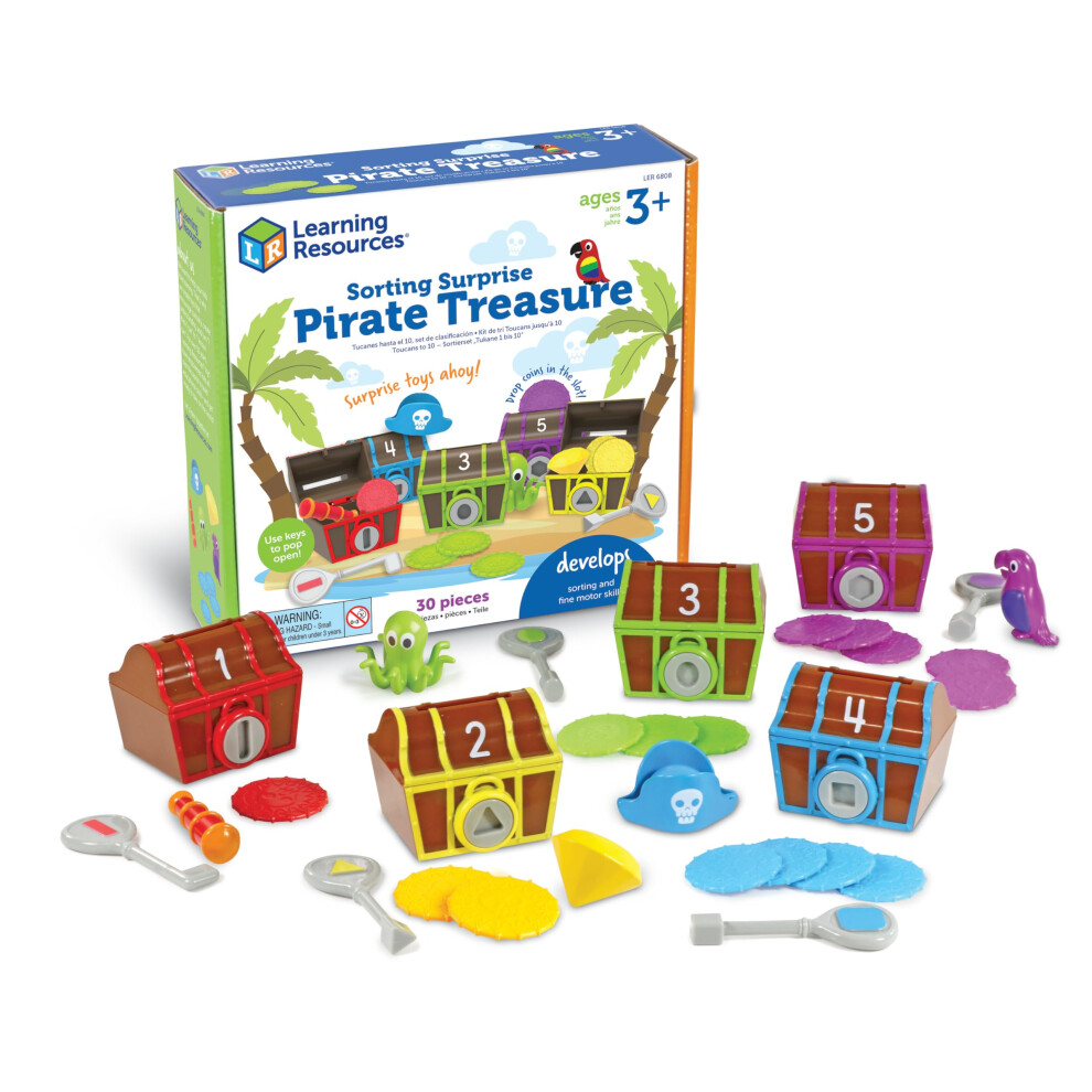 Learning Resources Ler6080 Sorting Surprise Pirate Treasure, Sorting & Matching Skills Toy, Ages 3+