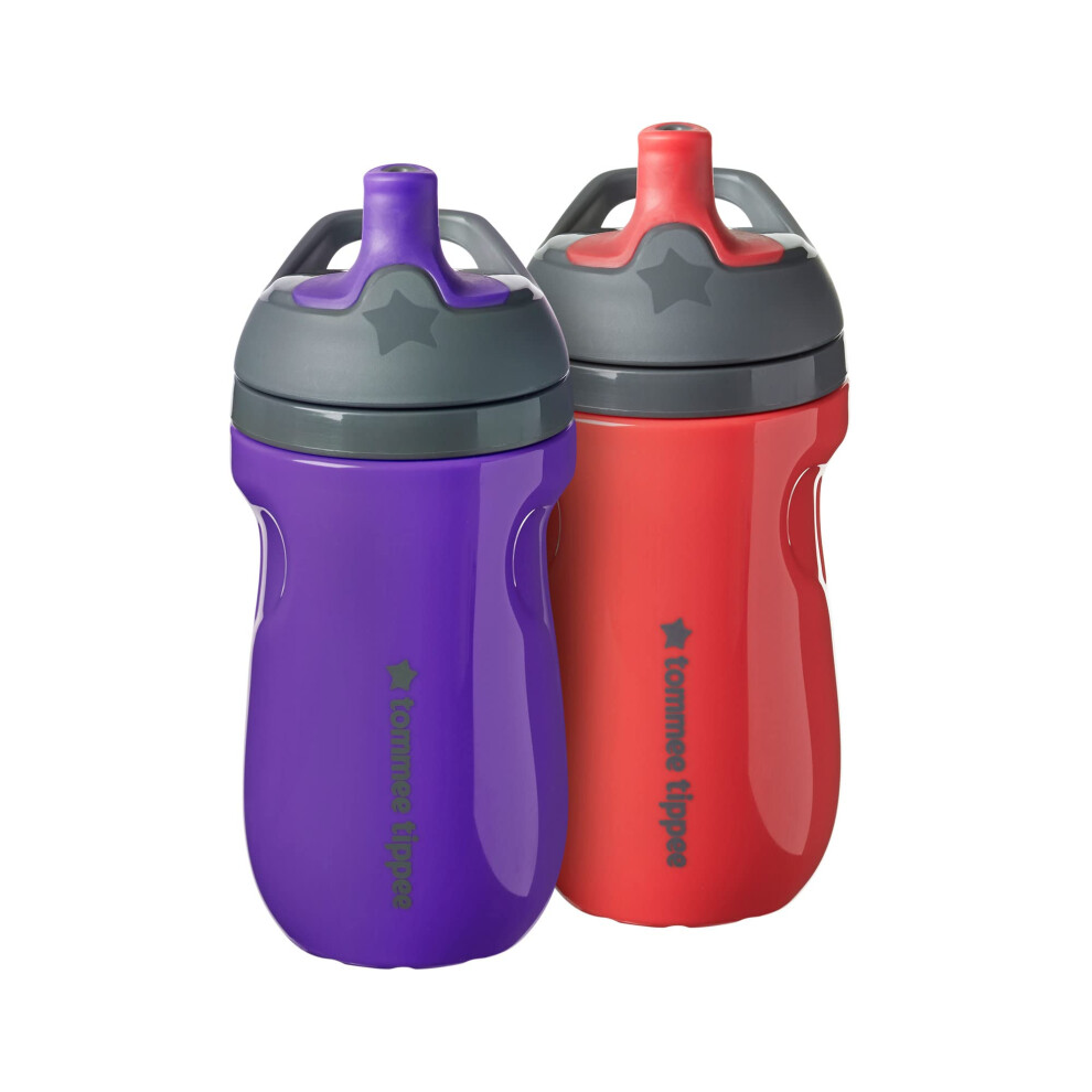 Insulated Sportee Water Bottle for Toddlers, Spill-Proof, 260ml, 12m+, Pack of 2, Purple and Raspberry