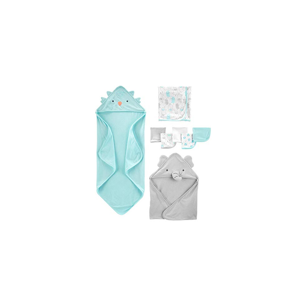 Simple Joys By Carter's Baby 8-Piece Towel And Washcloth Set Winter Accessory, Aqua Blue/Grey, One Size