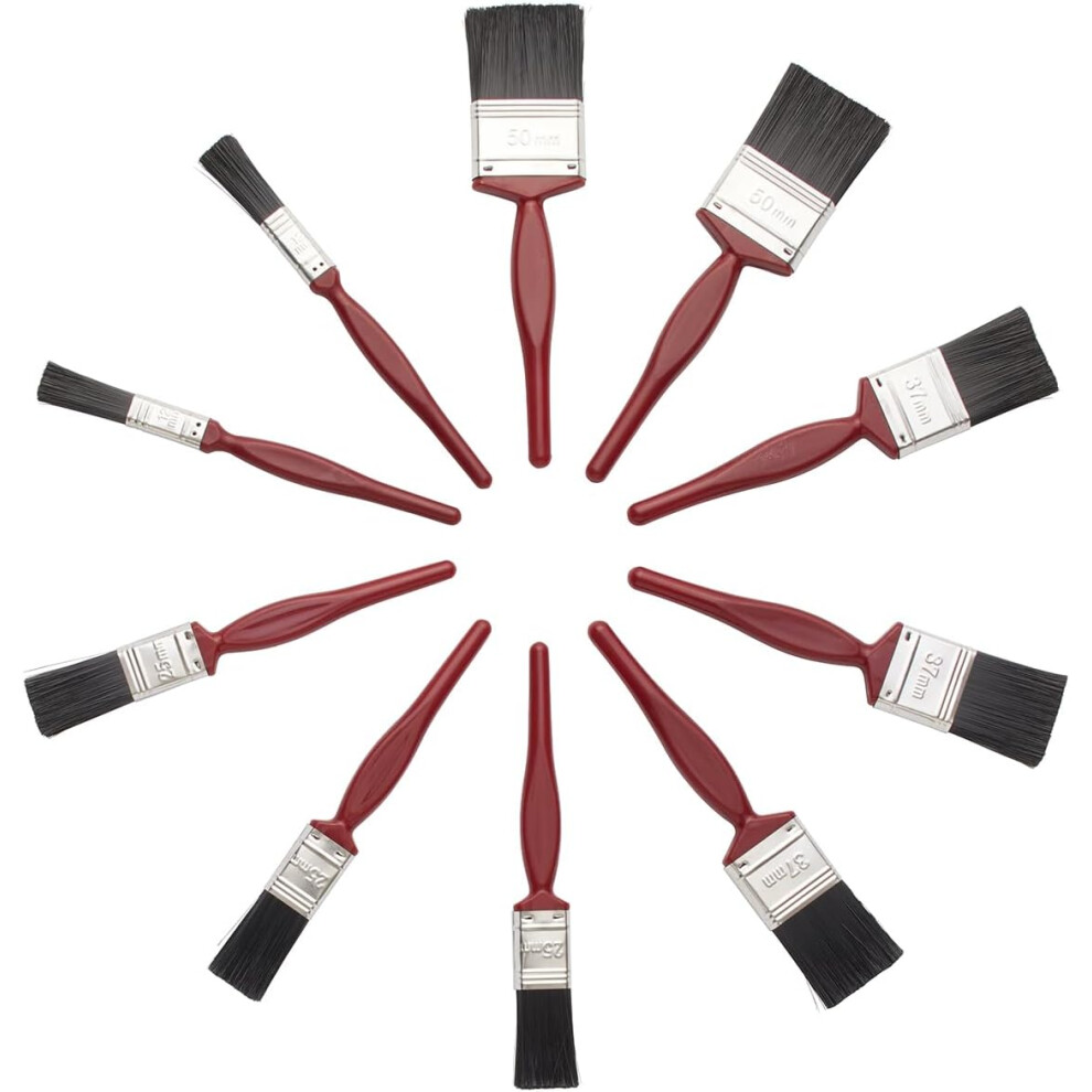 Fit For The Job 10 pc Mixed Sizes Paint Brush Set a Smooth Finish Emulsion Gloss Satin Walls Ceilings Woodwork Metal 2X 0.5, 3X 1, 3X 1.5, 2X 2 inch
