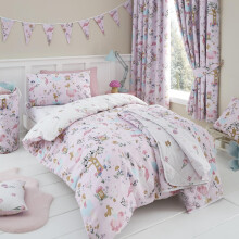 Girls Boys Kids Enchanted Forest Unicorn Pink Toddler Cot Bed Reversible Soft Easy Care Bed Linen Duvet Cover Quilt
