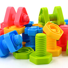 32 pcs Shapes Nuts and Bolts Stacking Toys - STEM Color Sorting Learning Games - Montessori Building Construction Kids