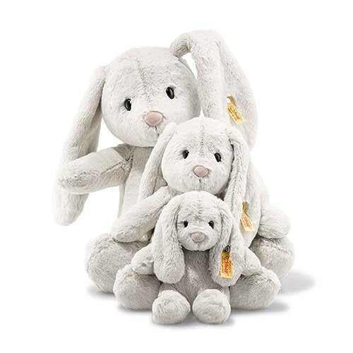Steiff Soft Cuddly Friends Hoppie Rabbit, Light Grey, 18, 80463 - Plush Soft Toy 1