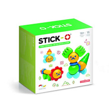 STICK O Bosvrienden 16-delige Magnetische Bouwset, Regenboogkleuren, Educatief STEM Constructiespeelgoed Leeftijd 18M+