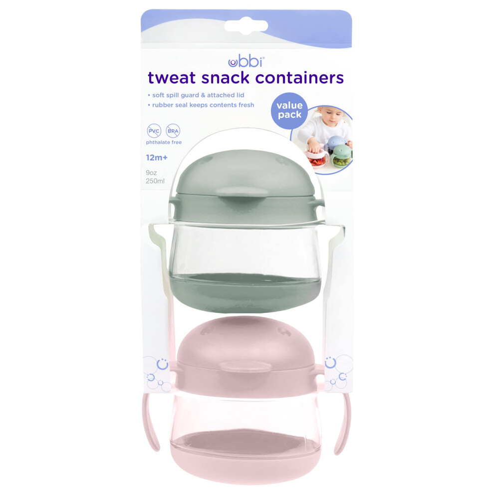2 Pack Tweat No Spill Snack Pots For Kids, Bpa-Free, On The Go No Mess Snacks, Must Have Toddler Travel Accessories, Ubbi
