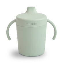 Mushie Tazza Sippy Trainer | Prodotto in Danimarca | Coperchio a prova di perdite & Manici | 6 Mesi + (Sage)