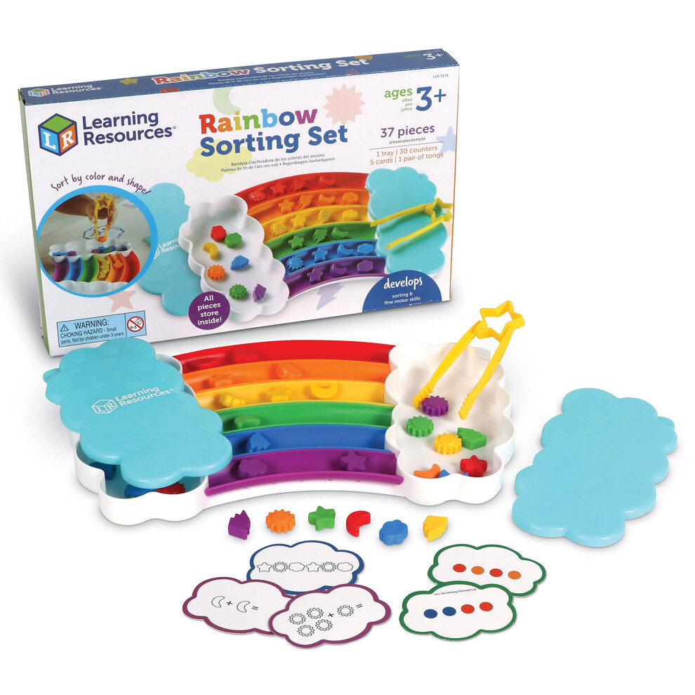 Learning Resources Rainbow Sorting Set, 37-Piece, Fine Motor Skills, Sorting, Patterning, Addition Skills, Toddler Learning Toys, Baby