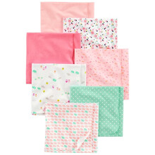 Simple Joys by Carter's Bavoirs en mousseline pour bébés, Pack de 7, Rose/Blanc, Taille Unique