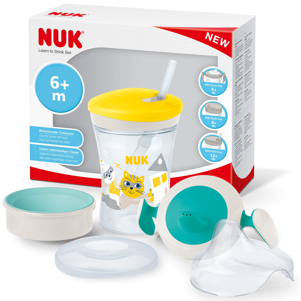 Learn to Drink Set with Trainer Cup Learner Cup (6M+) | Magic Cup 360 Sippy Cup (8M+) & Action Cup Toddler Cup (12M+)
