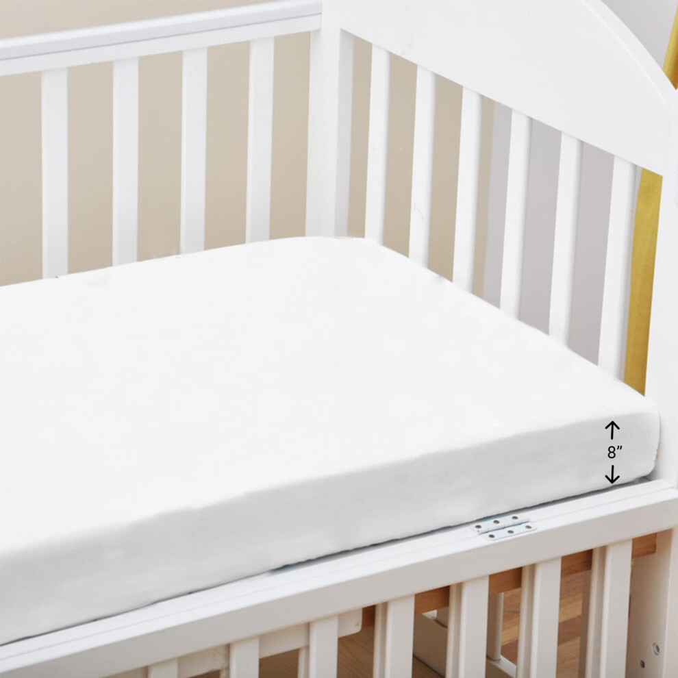 100% Cotton Fitted Cot Sheets 400 Thread Count Long Staple Cotton Fitted Cot Sheets 140 X 70 Cm, Sateen Weave 15 White Pizuna