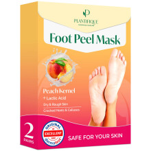 Foot Peel Mask Peach - Dermatologically Tested, Exfoliating for Dry Calloused Feet, Repairs Heels & Leaves Soft Baby Feet (2 Pack)