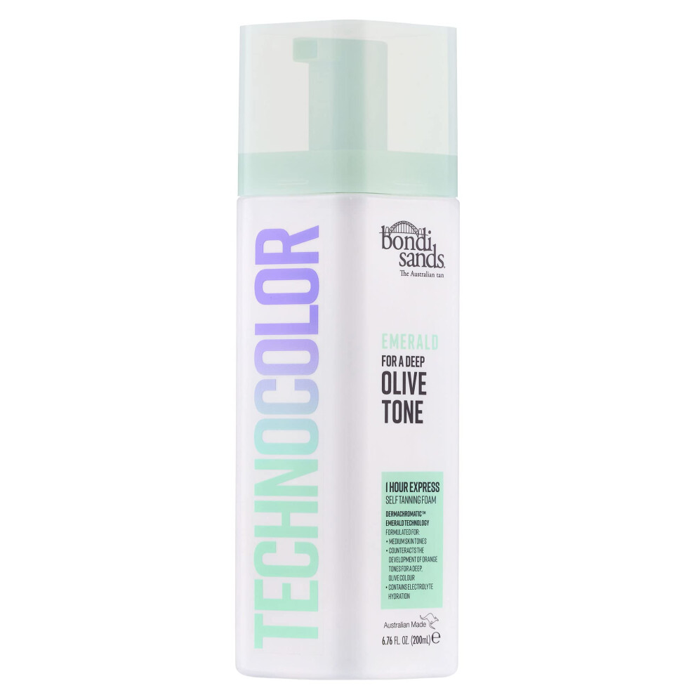 Technocolor 1-Hour Express Emerald Self-Tanning Foam Easy Application, Streak Free Fake Tan - Fast-Acting Body Tan for