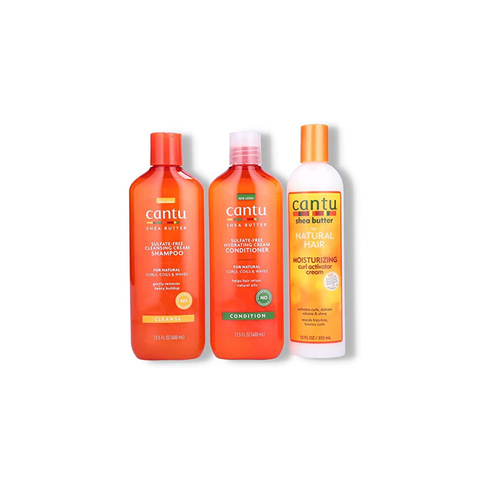 Sulphate Free Shampoo & Conditioner 12oz with Shea Butter Moisturizing Curl Activator Cream 12oz