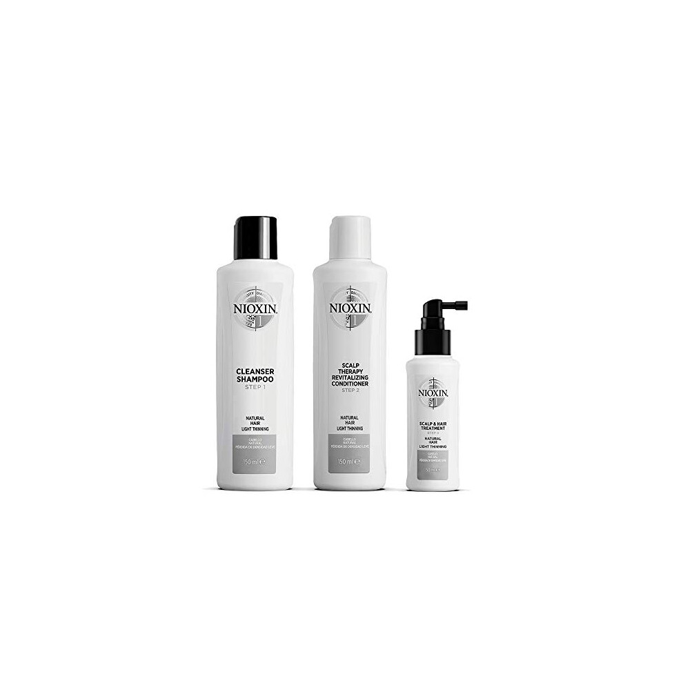 3-Part System, System 1 Natural Hair with Light Thinning, Hair Thickening Treatment, Scalp Therapy, Trial Kit
