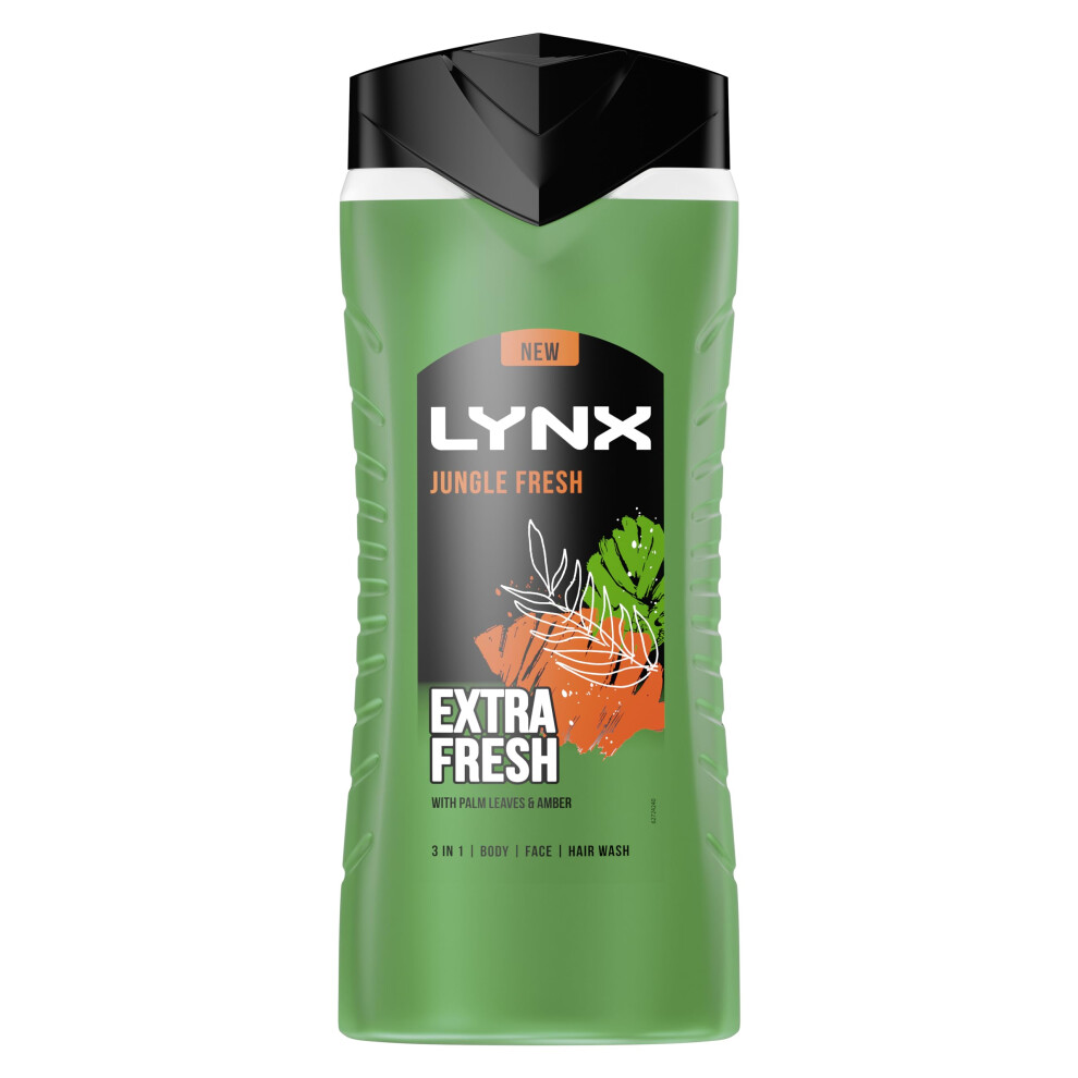 Jungle Fresh 3-in-1 Body Wash hair, face and body 6x 500 ml cleanser with a palm leaf & amber scent for a refreshing